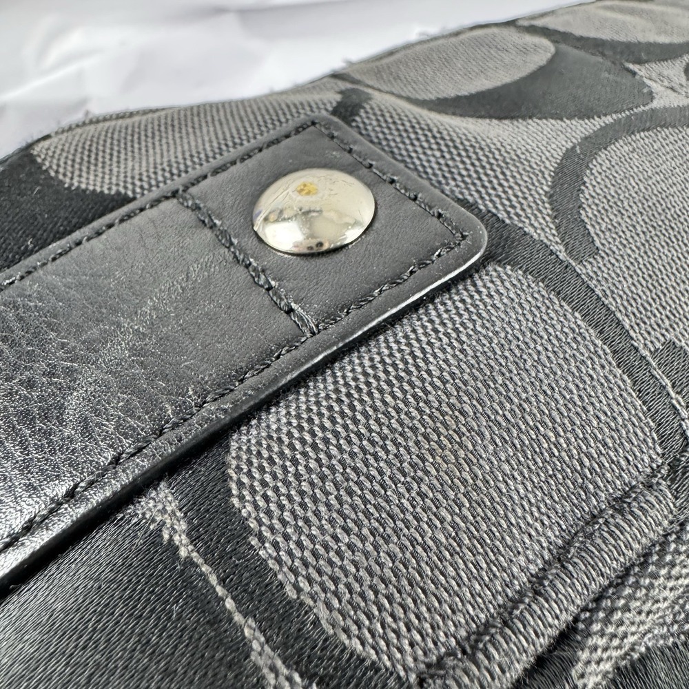 Vtg Coach Y2K Signature C Jacquard Hobo Shoulder Bag Black Leather Trim - Picture 7 of 16